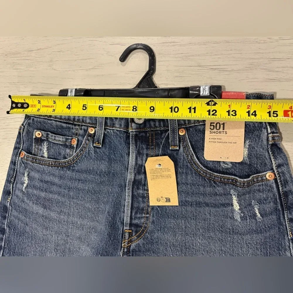Levi's Indigo Distressed Jean Button Fly Shorts